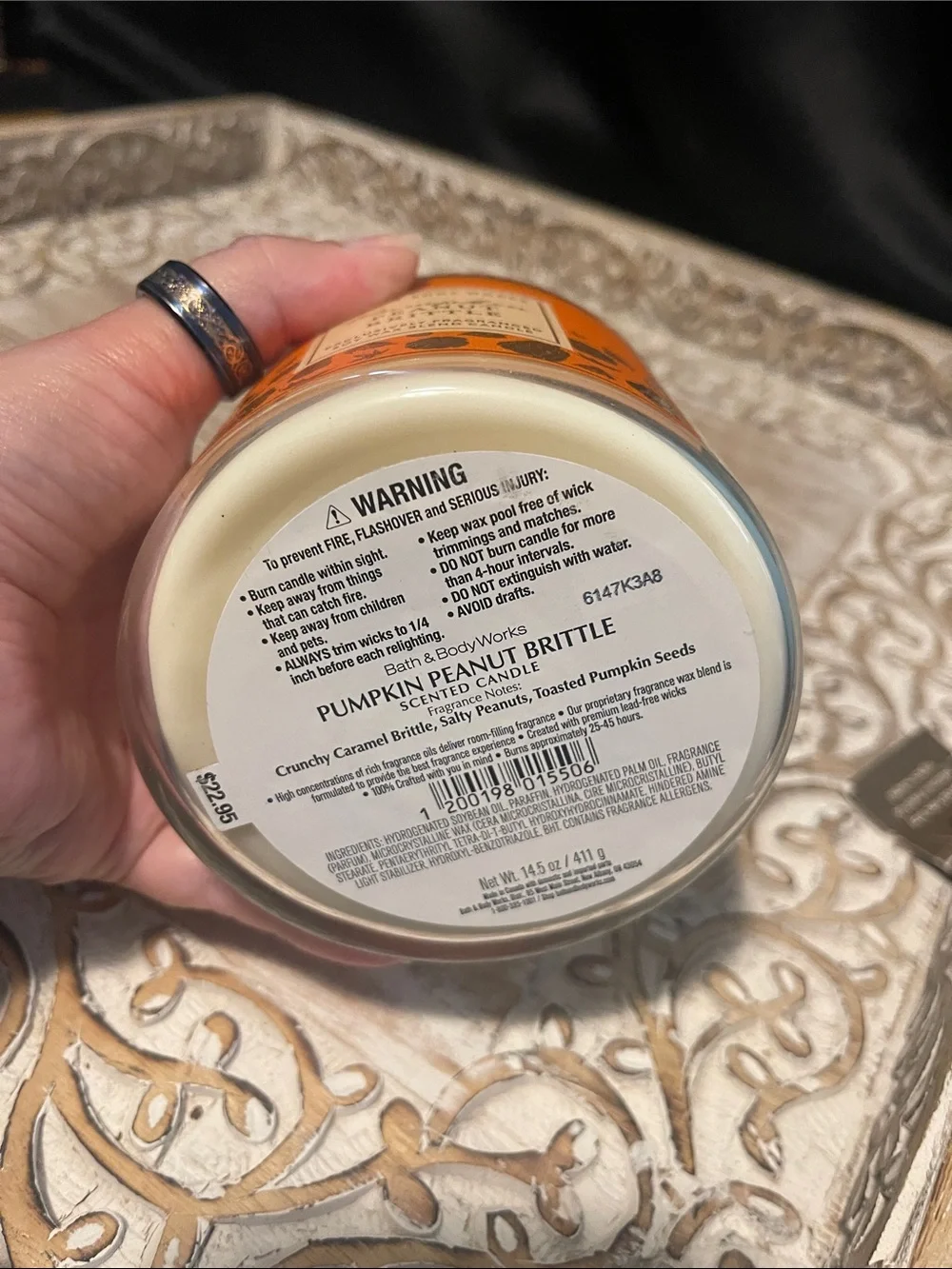 Bath & Body Works Orange Pumpkin Peanut Brittle Soy Candle